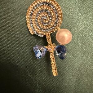 Elegant Gold and Blue Lollipop Brooch